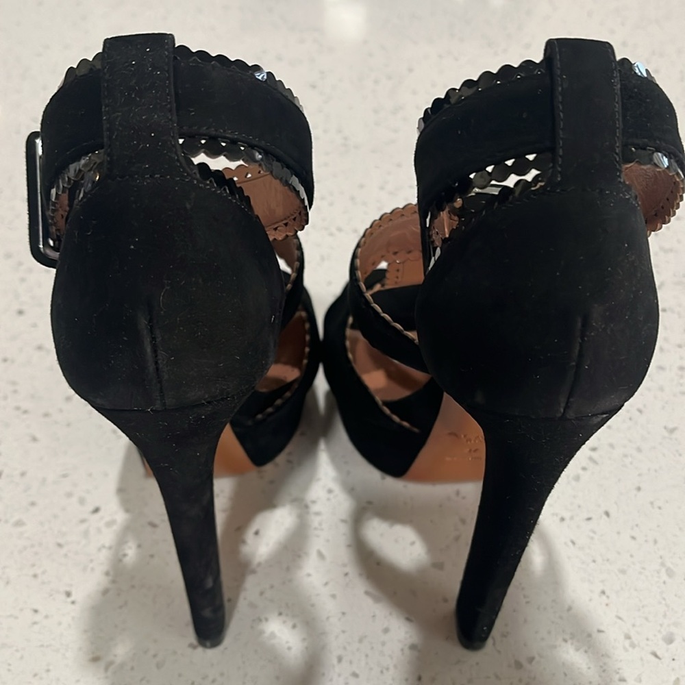 Alaia paris Size 37 women’s black suede strap heels great condition - Picture 11 of 16